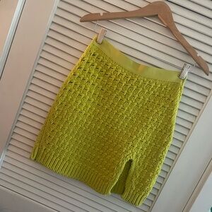 BOTTEGA VENETA
Chartreuse Green Knit Chenille Miniskirt - Sz S